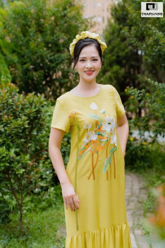 Đầm Đũi Thêu Hoa Sen | Thaoolive
