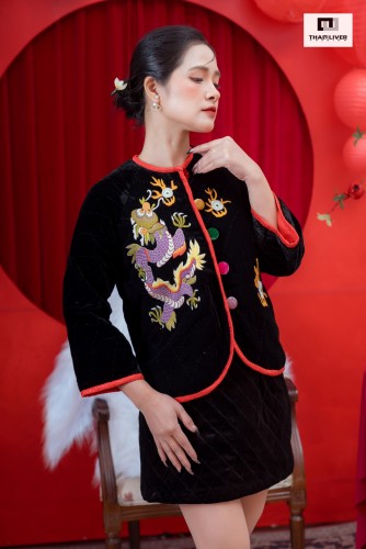 Áo chần bông nhung the tơ tằm